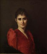 Anna Bilinska-Bohdanowicz Portrait of a women in red dress oil on canvas